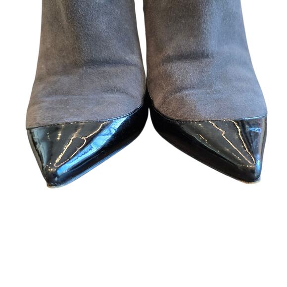 Jimmy Choo Grey Black Patent Brady Low Heel Ankle Booties Size 39 8 8.5 - Picture 5 of 8